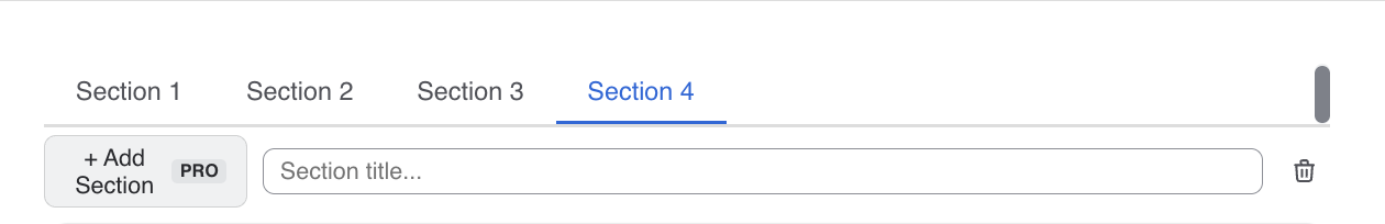 Adding sections in the form builder